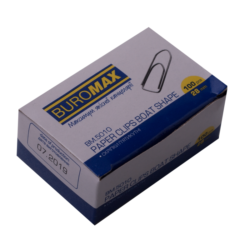 Скріпки BUROMAX (BM.5010) 28 мм, п'ятикутні, нікельовані, 100 шт.